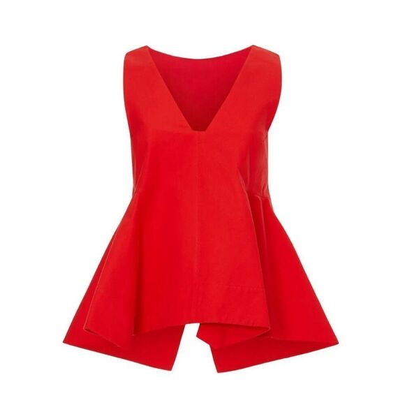 3.1 Phillip Lim Red Cotton Asymmetrical Peplum Top Size 4 $550 RTR - Picture 2 of 8